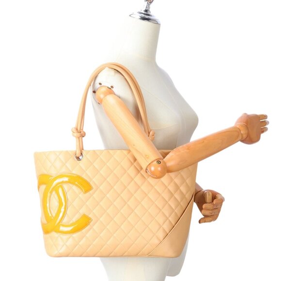 Authentic CHANEL CC Cambon Calfskin Quilted Large Shopping Tote Shoulder Bag - Picture 2 of 14